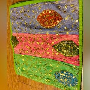 Jewelry Holder: Colorful Embroidered Fabric with Sequins GC